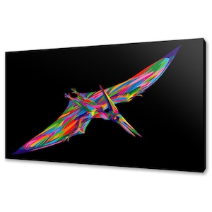 Pterosaurs Reptile Rainbow Colourful Modern Design Kids Room Home Decor Canvas Print Wall Art Ready To Hang