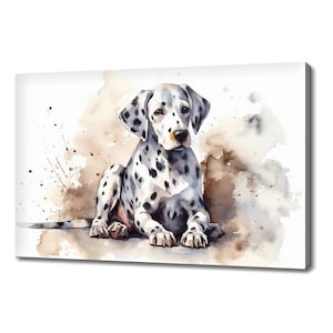 Cute Dalmatian Puppy Dog Watercolour Canvas Print Art, Modern Design Home Decor, Animal Pet Canvas Print Wall Art, Gift For Dog Lover