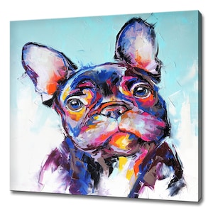Colourful Painting Of French Bulldog Animal Modern Design Home Decor Canvas Print Wall Art Picture