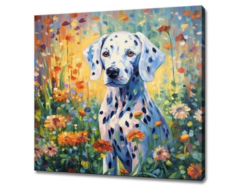 Dalmatiner Hund Welpe, Tier Leinwand Druck, Geschenk für Dalmatiner Hunde-Liebhaber, Bunter Hund Portrait Malerei Druck, Dalmatiner Hund Haustier Wandkunst