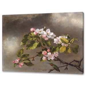 Hummingbird And Apple Blossoms 1875 Martin Johnson Heade Reproduction Modern Design Home Decor Canvas Print Wall Art Picture Ready To Hang