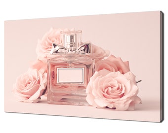 Mode Parfüm Flasche rosa Rosen Blumen Minimal Modern Design Leinwand Wand Kunst Bild
