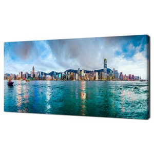 Hong Kong China Skyline Panorama Modern Design Home Decor Canvas Print Wall Art Picture