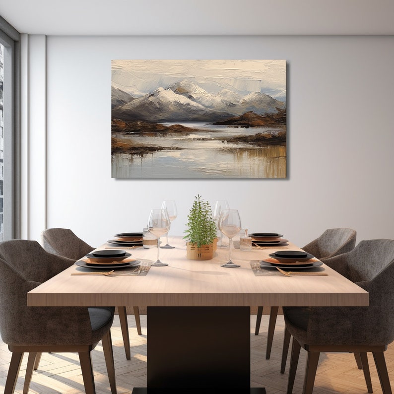 Snowy Winter Mountains Vintage Landscape Painting Style Canvas Print