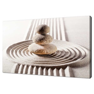 Relaxation Stack Of Stones, Sand Zen Spa Relaxing Modern Bathroom Design Home Decor Canvas Print Wall Art Picture