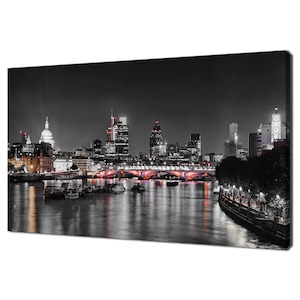 The Iconic London Skyline At Night Thames River Modern Design Home Decor Canvas Print Wall Art Picture Wall Hanging