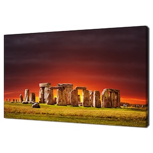 Historical Monument Stonehenge At Dark Sunset Modern Design Home Decor Canvas Print Wall Art Picture