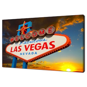 Sunset Over Welcome To Fabulous Las Vegas Sign Modern Design Home Decor Canvas Print Wall Art Picture Wall Hanging
