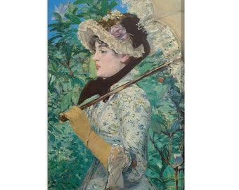 Jeanne (Spring) (1881) Edouard Manet Reproduction, Vintage Painting Canvas Print, Victorian Antique Female With Parasol Portrait Fine Art
