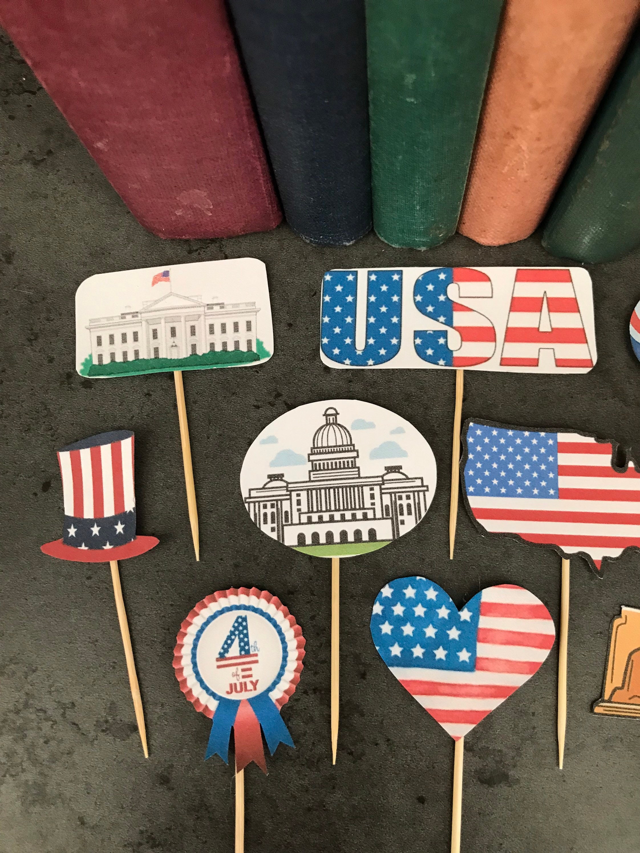 Paper, Party & Kids Cake Toppers 24 or 36 American USA themed cupcake