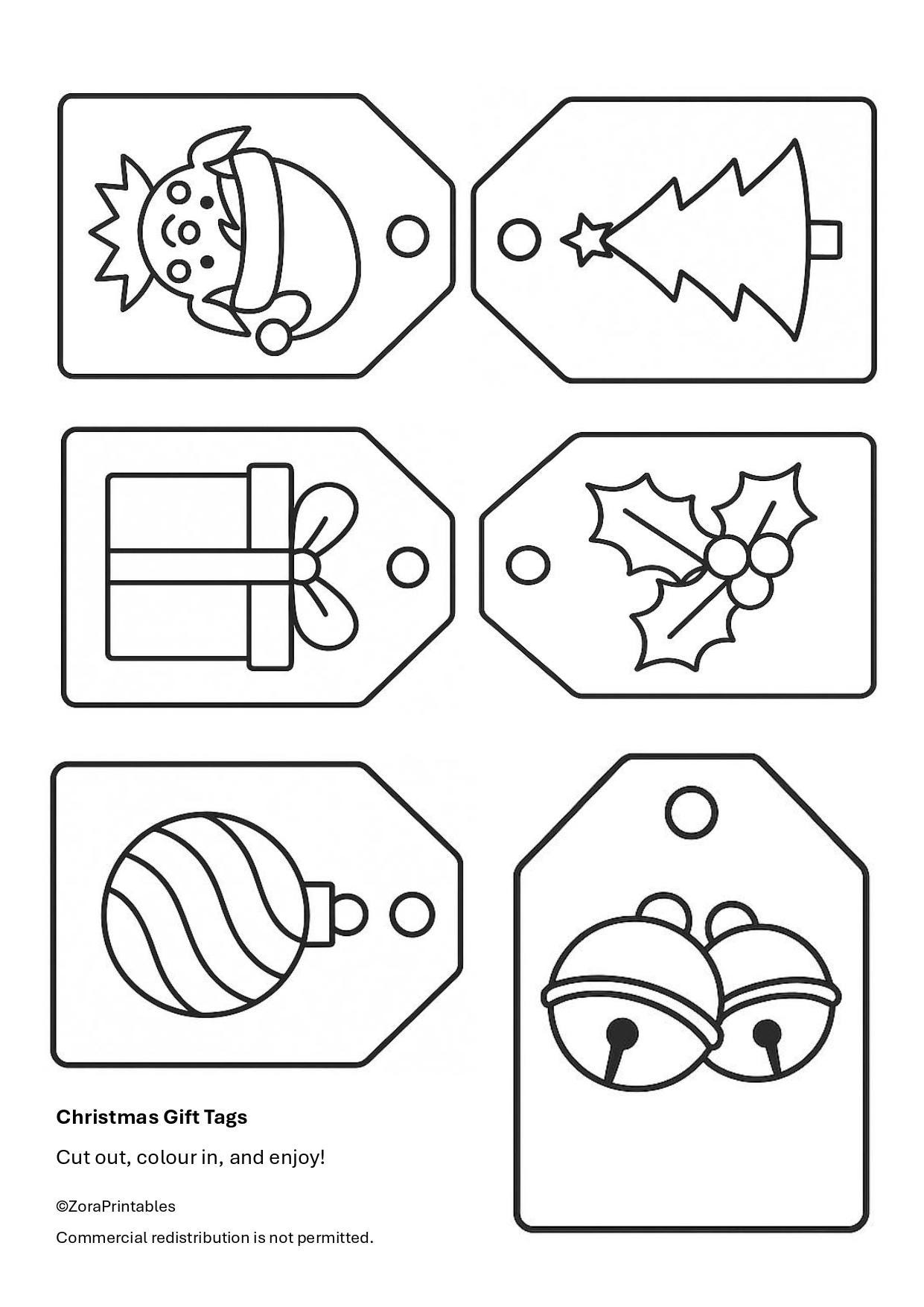 Printable Christmas Gift Tags | Colouring Pages + Pre-coloured Tags ...
