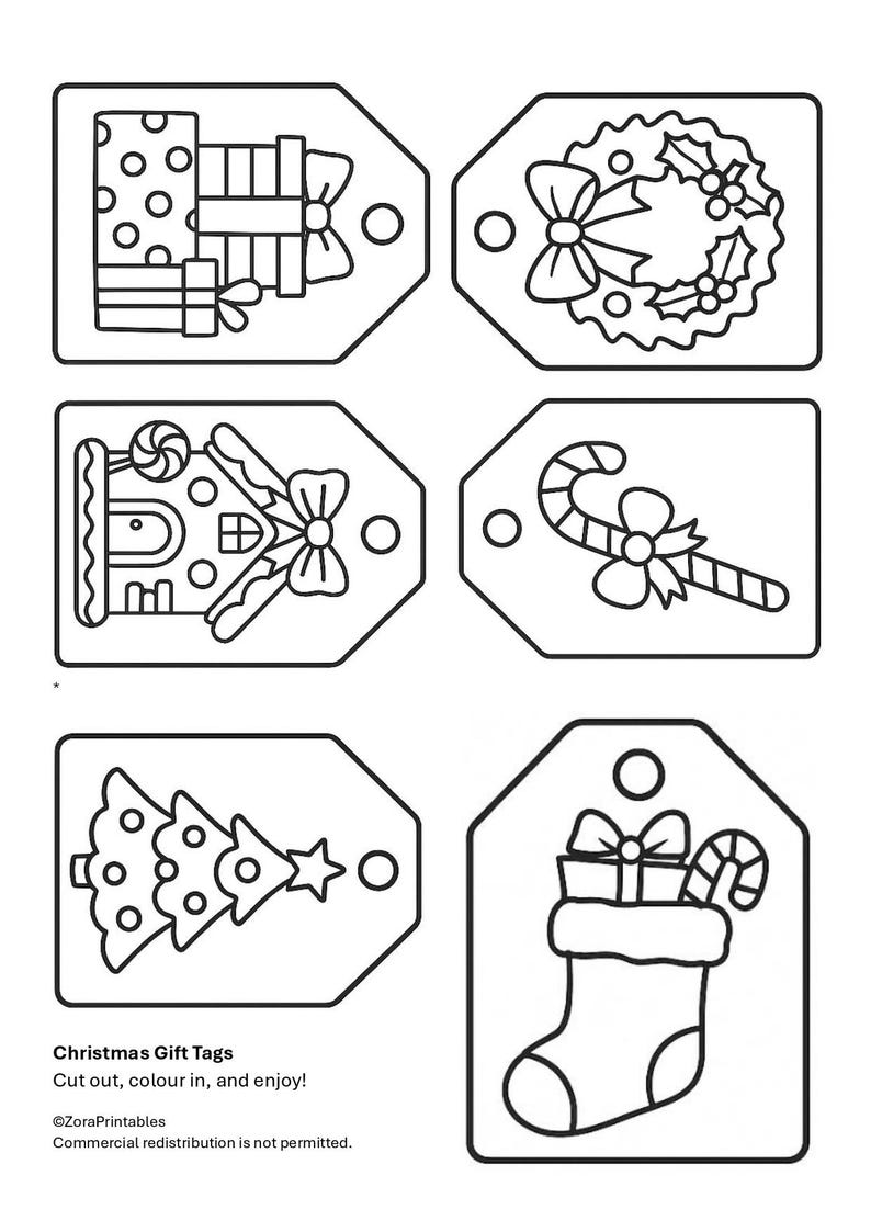 Printable Christmas Gift Tags | Colouring Pages + Pre-coloured Tags ...
