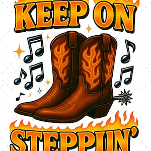 Continuez votre progression PNG | Bottes western | Musique country, cow-girl, cow-boy, clipart | Danse en ligne | -shirt de rodéo rétro | DTF ou sublimation