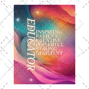 Bundle Digital Front and Back Educator Affirmation Journal Cover PNG, Planner Cover PNG (Includes size A5 5.8x8.3 and Letter 8.5x11)