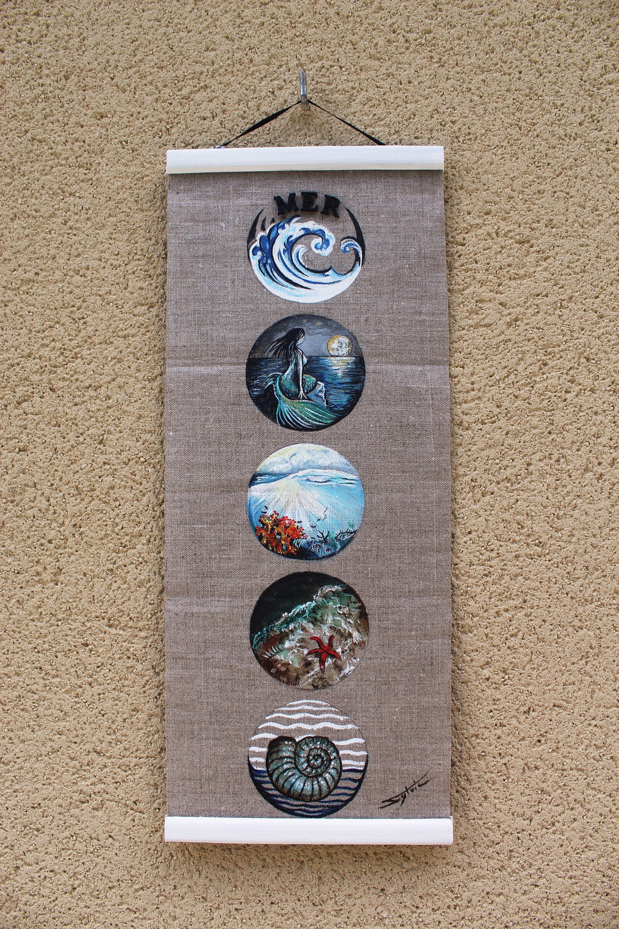 Suspension Peinture Acrylique Thème Mer Unique