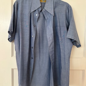 Vintage strip button down shirt, blue