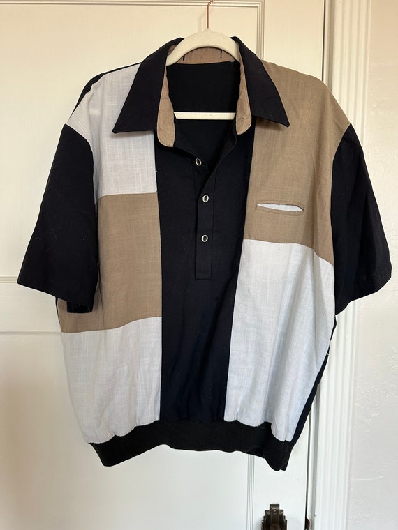 Men’s Camp Shirt Half-Button Down Color Block