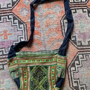 Handmade embroidered and indigo-dyed bag/purse from Vietnam
