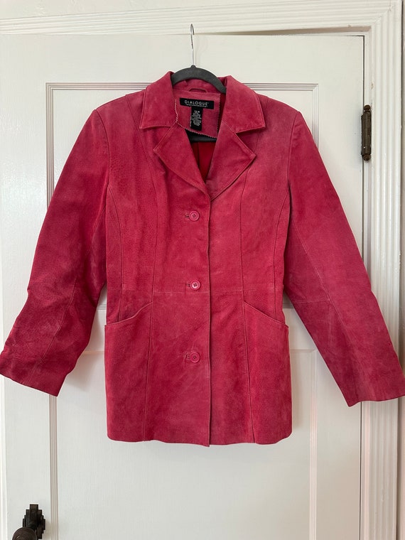 Hot Pink genuine leather suede jacket