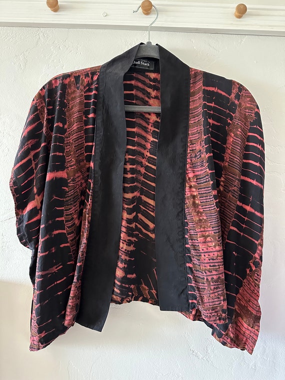 Vintage handmade silk tie dye cropped kimono boler
