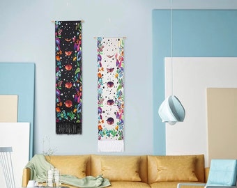 Psychedelic zodiac moon phase Tassel Tapestry Wall Hanging Moon and Star  Decoration for Bedroom Aesthetic Wall Art Macrame Tapestries