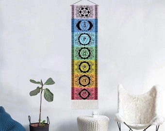 Meditation Seven Chakra Tapestry Psychedelic Trippy mandala tapestry Wall Hanging Yoga Tapestries for Bedroom Living Room  Dorm Decor