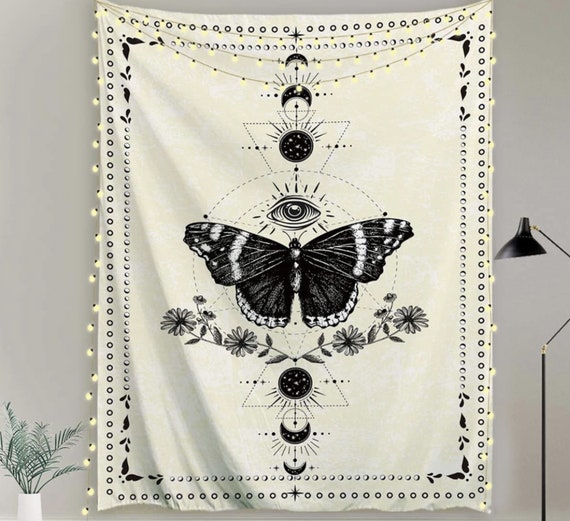 Black and White Tapestry Butterfly Tapestry Wall Hanging Vintage Moon Phase Constellation Wall Art Decor for Home Bedroom Living Room Etsy Canada