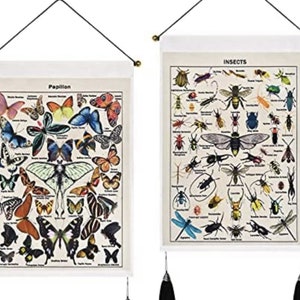 2 P cs ButterflyTapestry Vintage Beige Tapestries Aesthetic Tapestry Chart Tapestry Wall Hanging for Room 14x20 Inches (35x50cm)
