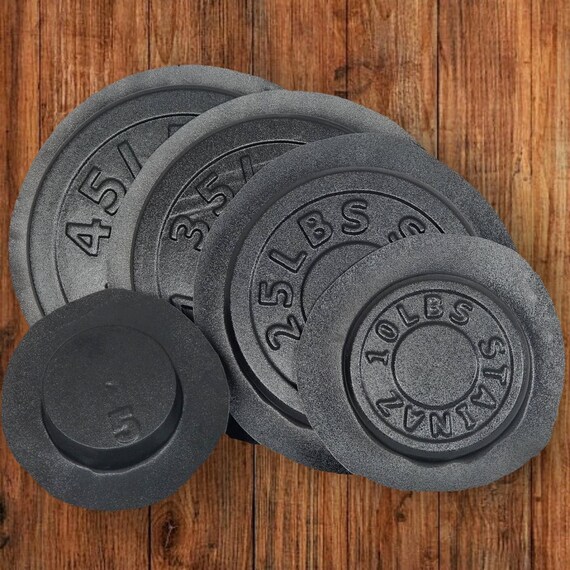 Olympic Weight Plate Molds for Concrete, 5 Mold Set (45lb, 35lb, 25lb, 10lb, 5lb, + 10 PVC Sleeves)