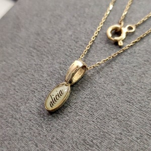Unique Elegance: Your Name on a Grain of Rice, 14K Solid Gold Personalized Necklace