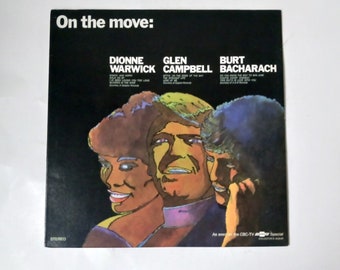 On The Move Dionne Warwick, Glen Campbell, Burt Bacharach vinyl record, 1969 original record, 1969 first pressing