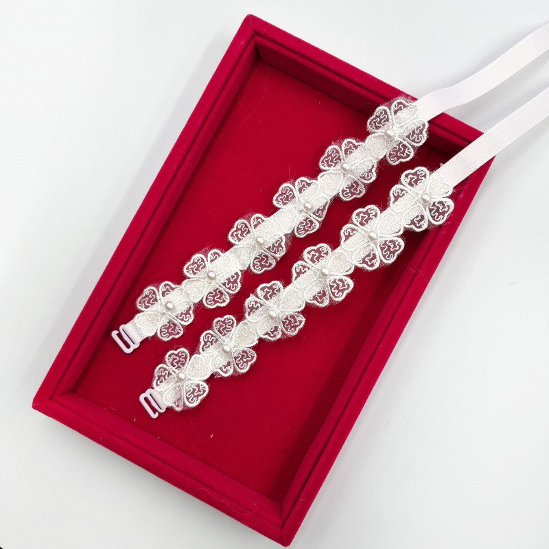 Buy Decorative Bra Straps Hand Made White FLOWERS White BS002254 Online