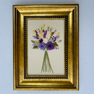 Floral Embroidered Framed Wall Hanging Handmade Embroidered image 2