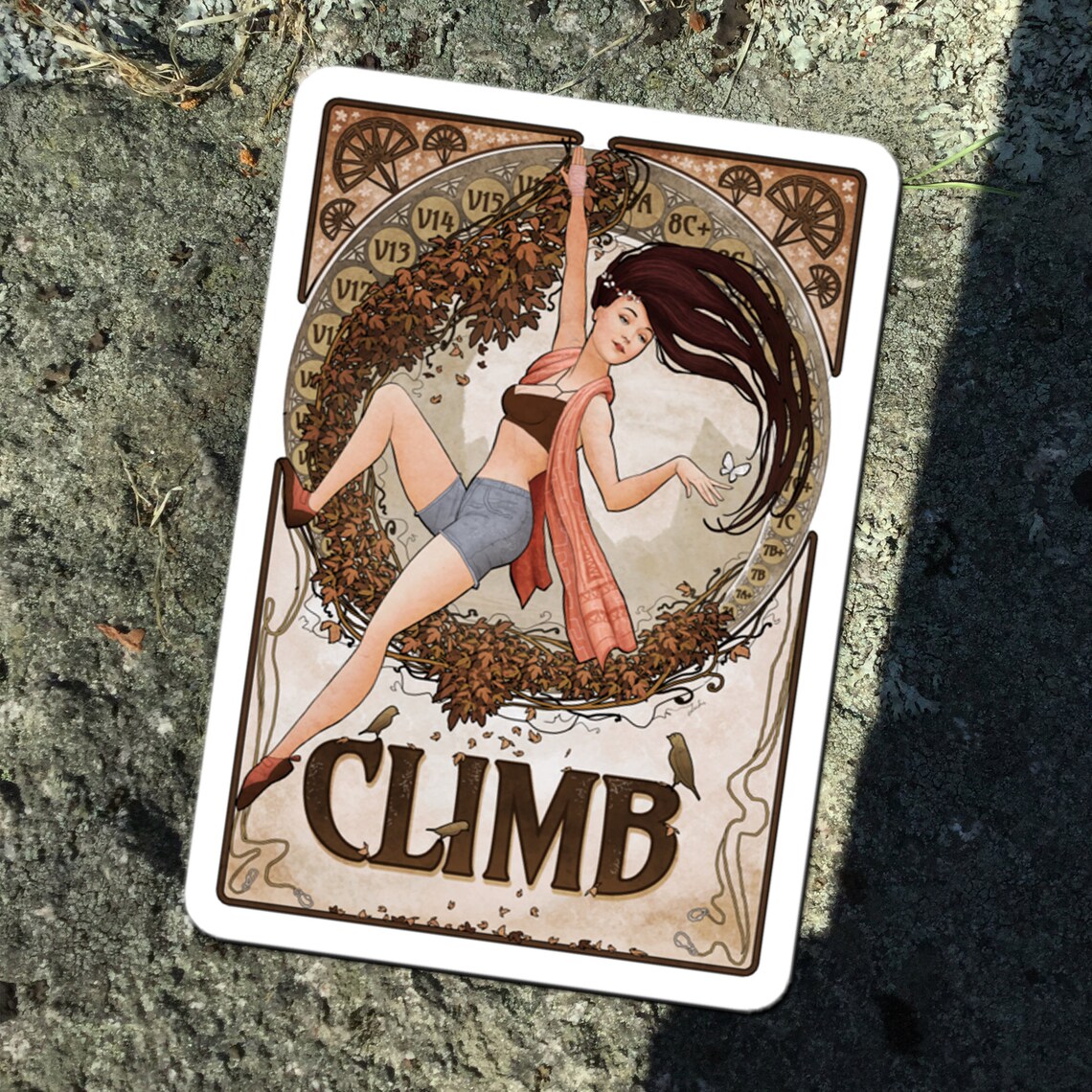 Climb Rocks Sticker Rock Climbing Sticker, Art Nouveau Sticker, Rock Climbing Gift ...