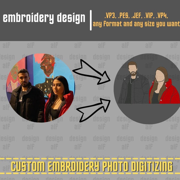 Digitalización de bordado de pareja personalizada / Digitalización de bordado de fotos / Diseño de bordado del Día de San Valentín / Digitalización de bordado / Bordado