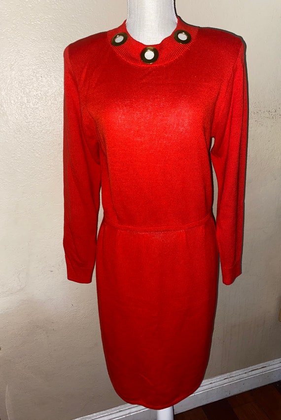 Red and Gold St John Knit Dress