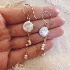 Cluster pearl earrings; bridal earrings; wedding earrings;dangle drop earrings;gift for her,dainty earrings,pearl earrings, Mother’s Day