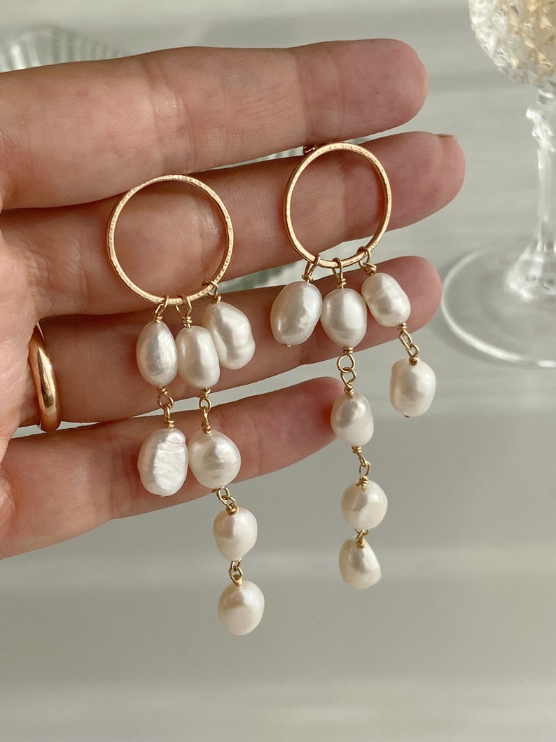 Pearl drop long earrings wedding earrings dangle drop earrings bride earrings statement earrings,bridal jewelry, Mothers Day gift image 10