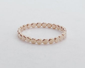 Hammered beaded ring; flat beaded ring; gold ring; minimalist ring; dainty ring; bead ring; stacking ring; gift;stacking rings, stacked ring