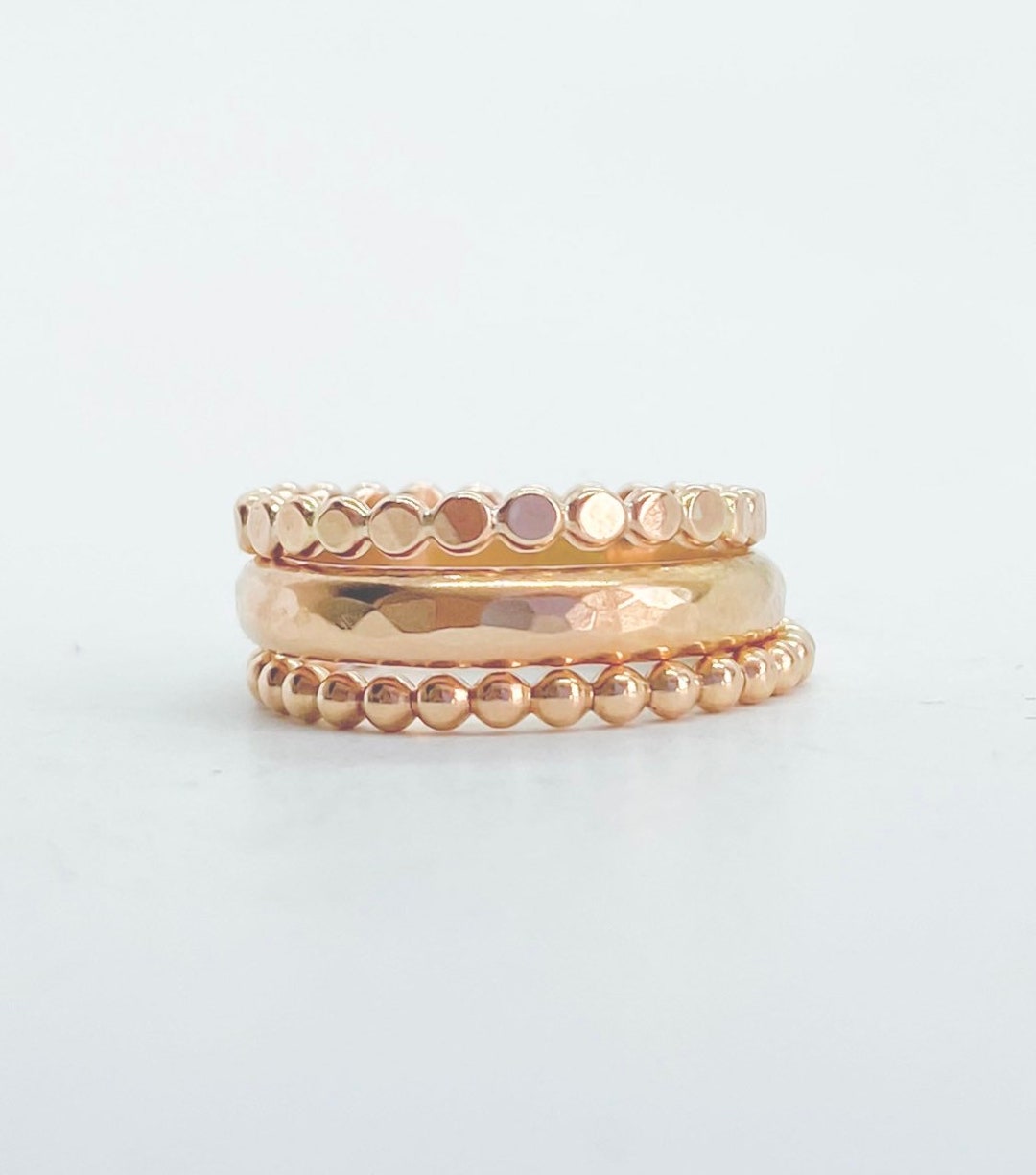 Ring Set, 3 Stackable Rings, Gold Fill Ring, Stacking Ring, Hammered ...