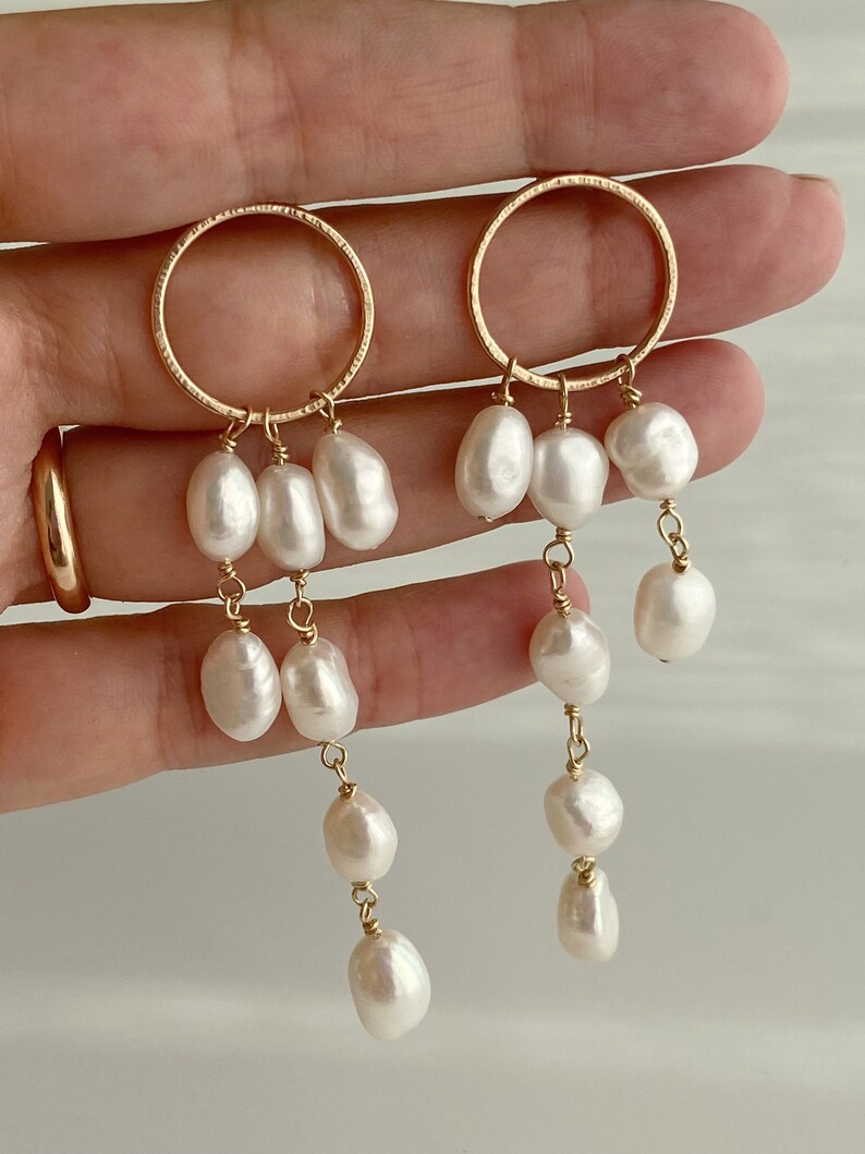 Pearl drop long earrings wedding earrings dangle drop earrings bride earrings statement earrings,bridal jewelry, Mothers Day gift image 6