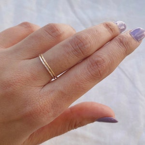 Thin hammered ring; sterling silver ring; gold fill ring; minimalist ring; dainty ring; gift for her; stackable ring; stacking ring;