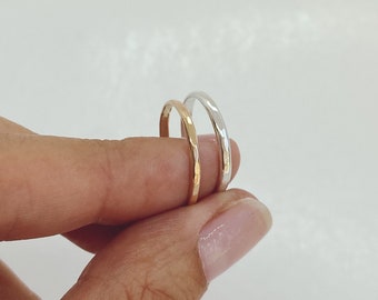 Hammered band ring; sterling silver ring; gold fill ring; wedding band; stackable ring; stacking ring; wedding ring; gift , summer ring