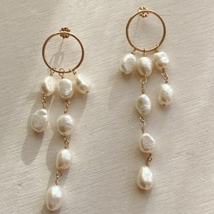 Pearl drop long earrings; wedding earrings; dangle drop earrings; bride earrings; statement earrings,bridal jewelry, Mother’s Day gift