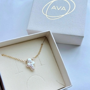 Pearl cross necklace, Baptism,First Communion, Confirmation gift, Religious jewelry, Christian jewelry, Easter gift, Mothers Day, wedding