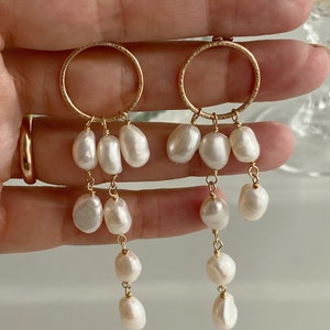 Pearl drop long earrings wedding earrings dangle drop earrings bride earrings statement earrings,bridal jewelry, Mothers Day gift image 5