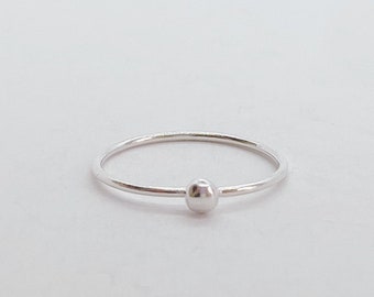 Thin ball ring; sterling silver ring; gold fill ring; minimalist ring; dainty ring; gift for her; stackable ring; stacking ring; solitaire