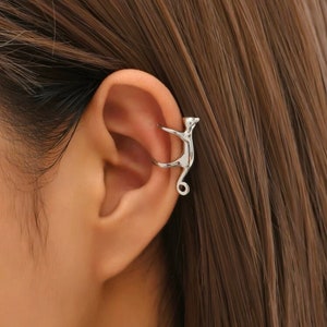 Silver or Gold plated cat ear cuff feline rescue Earring