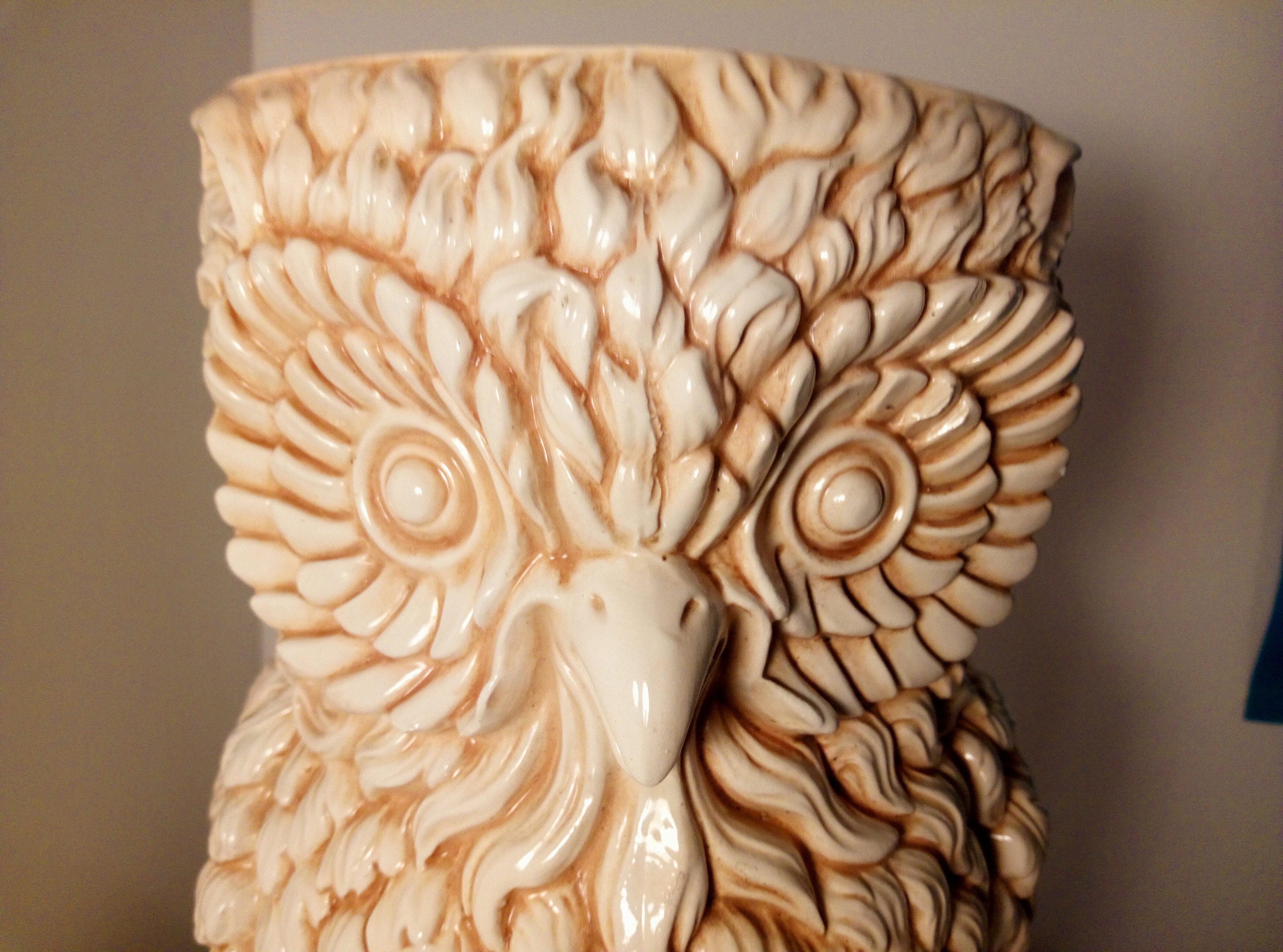 Vintage Ceramic 'OWL' Umbrella Stand Cane/stick Holder Large Rare Italy