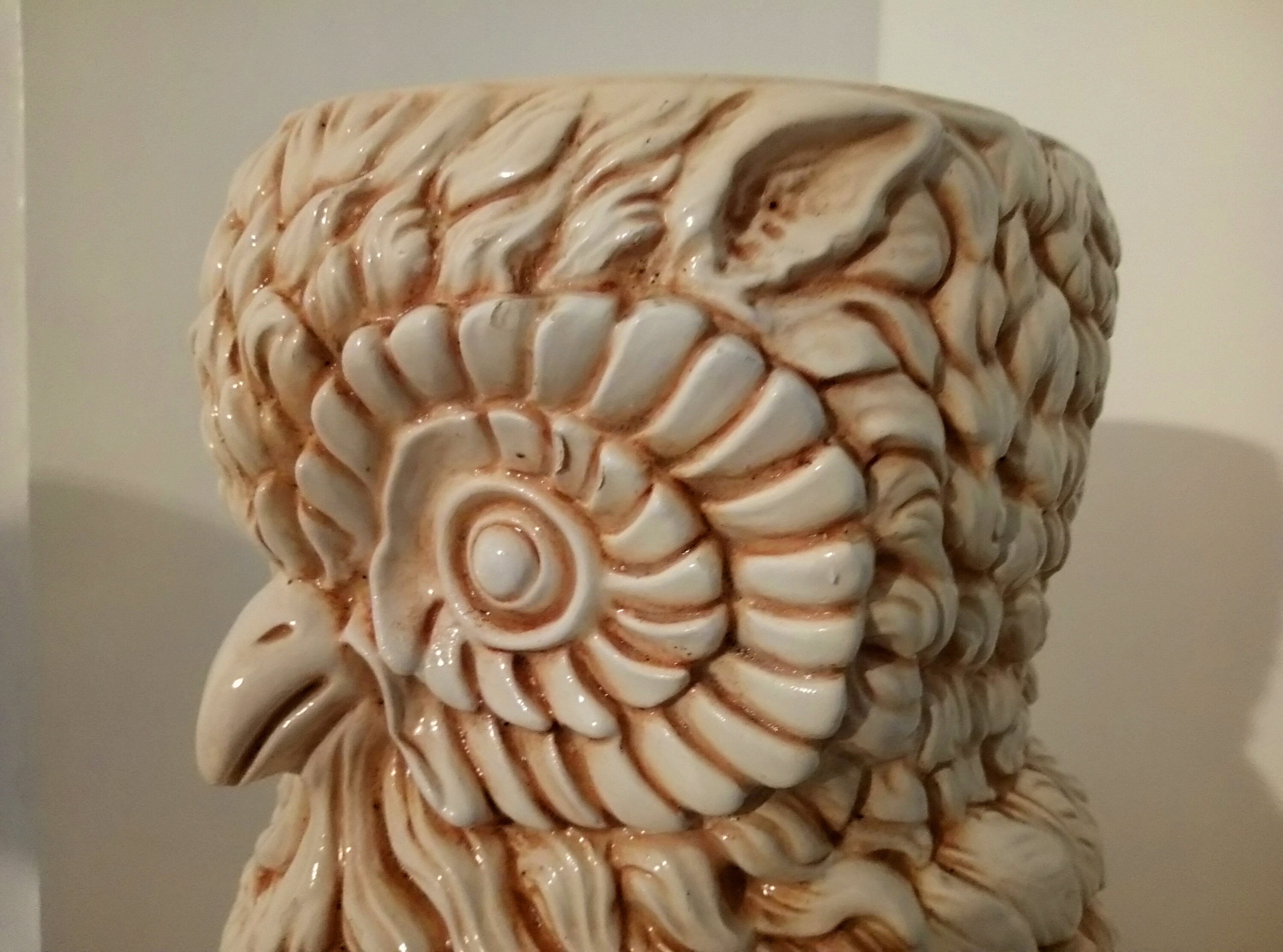 Vintage Ceramic 'OWL' Umbrella Stand Cane/stick Holder Large Rare Italy